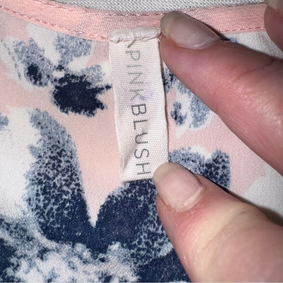 Pink Blush Floral Print Kimono Open Front Pink Blue Medium Bohemian - Picture 3 of 4